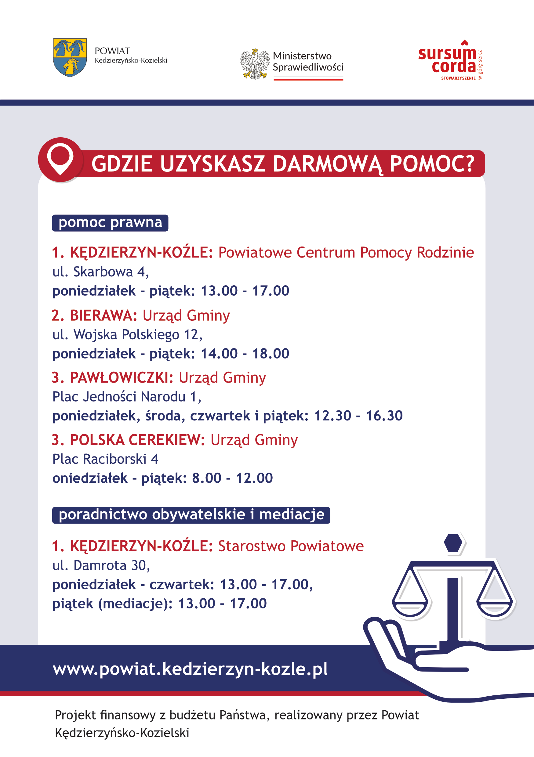 ULOTKA – nieodpłatna pomoc prawna w powiecie kędzierzyńsko-kozielskim