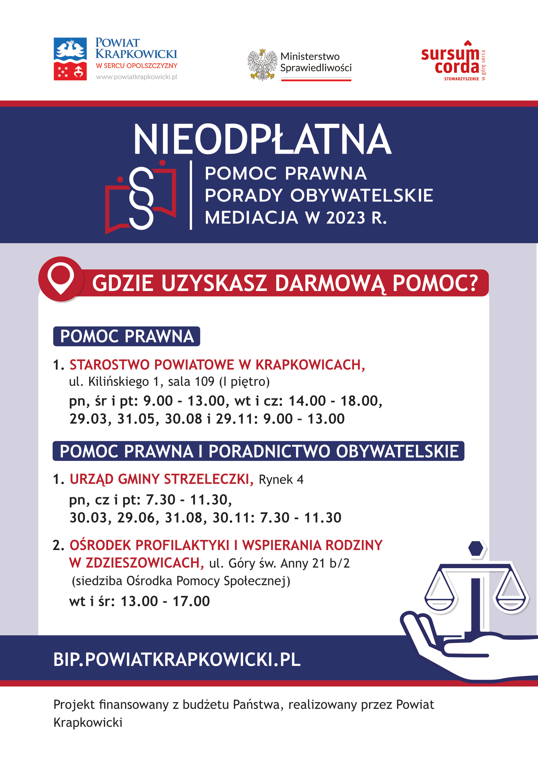 Ulotka – nieodpłatna pomoc prawna w powiecie krapkowickim
