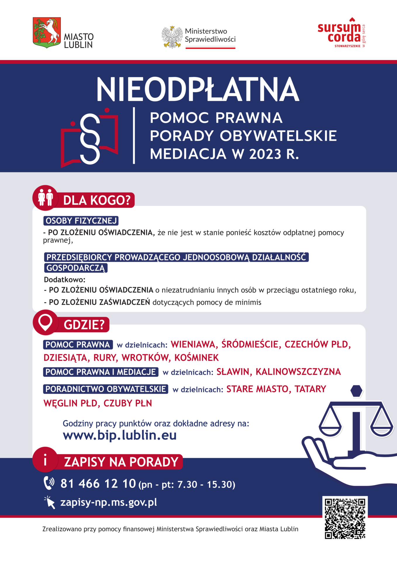 Plakat – nieodpłatna pomoc prawna w Lublinie