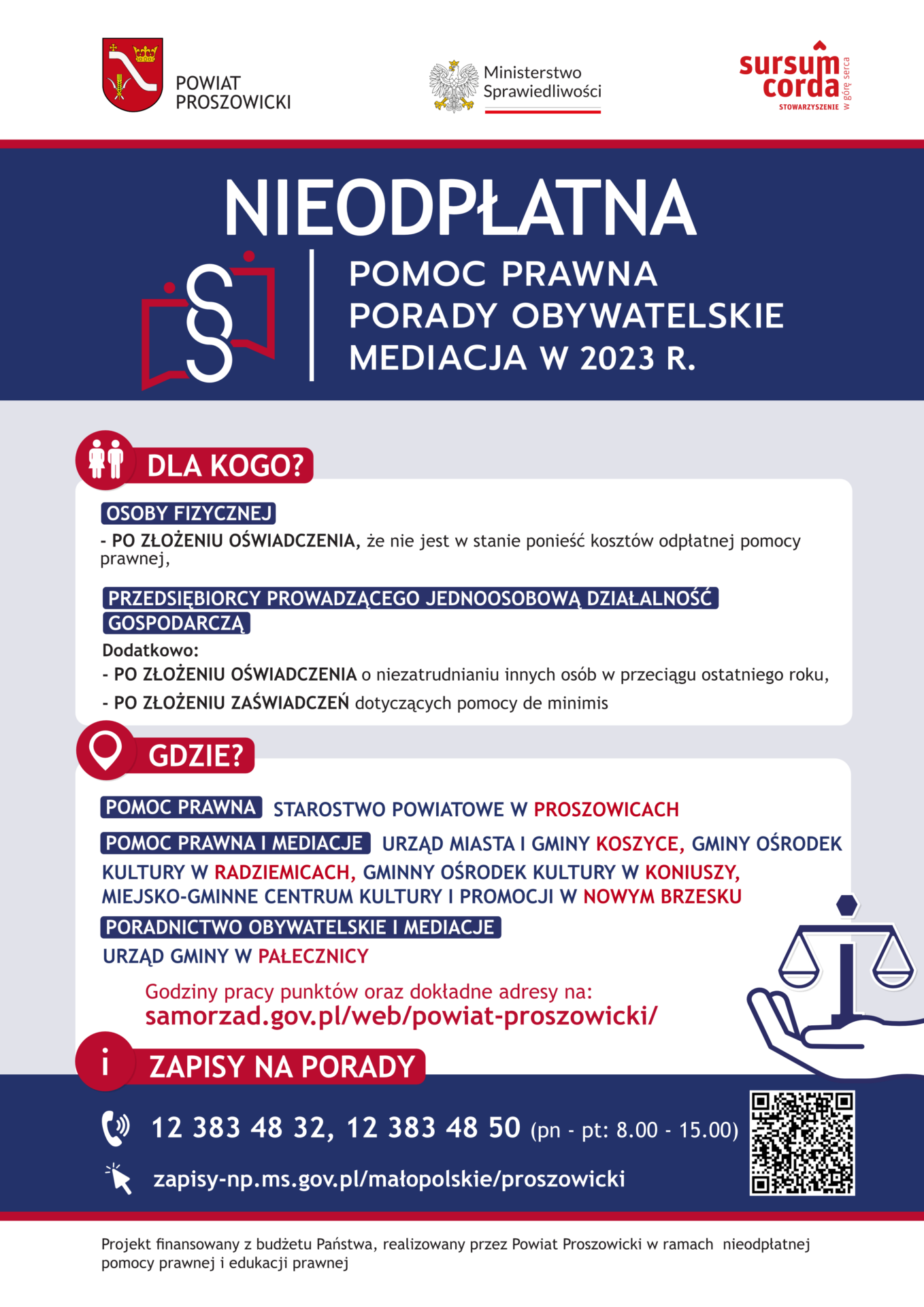 PLAKAT – nieodpłatna pomoc prawna w powiecie proszowickim