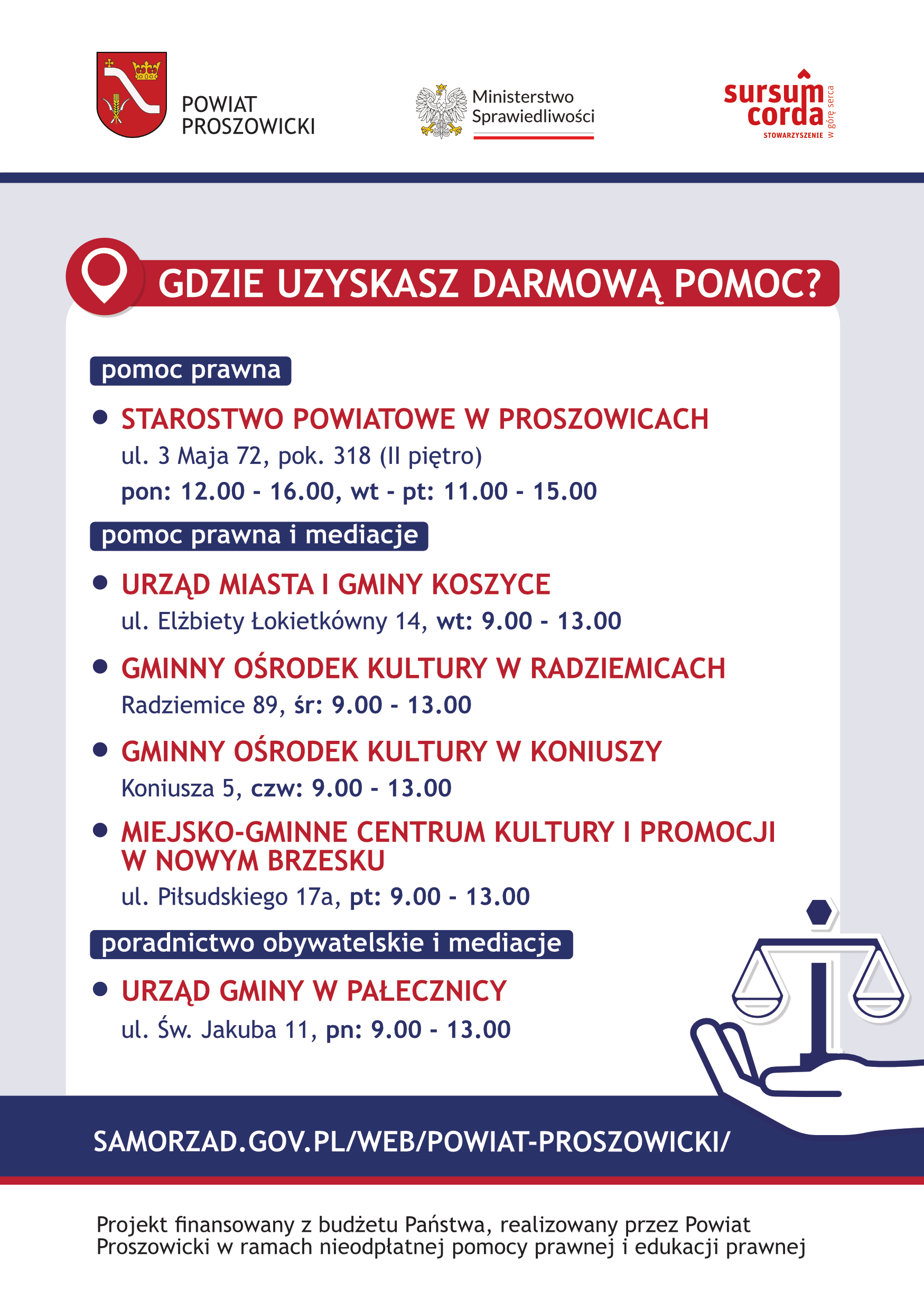 ULOTKA – nieodpłatna pomoc prawna w powiecie proszowickim