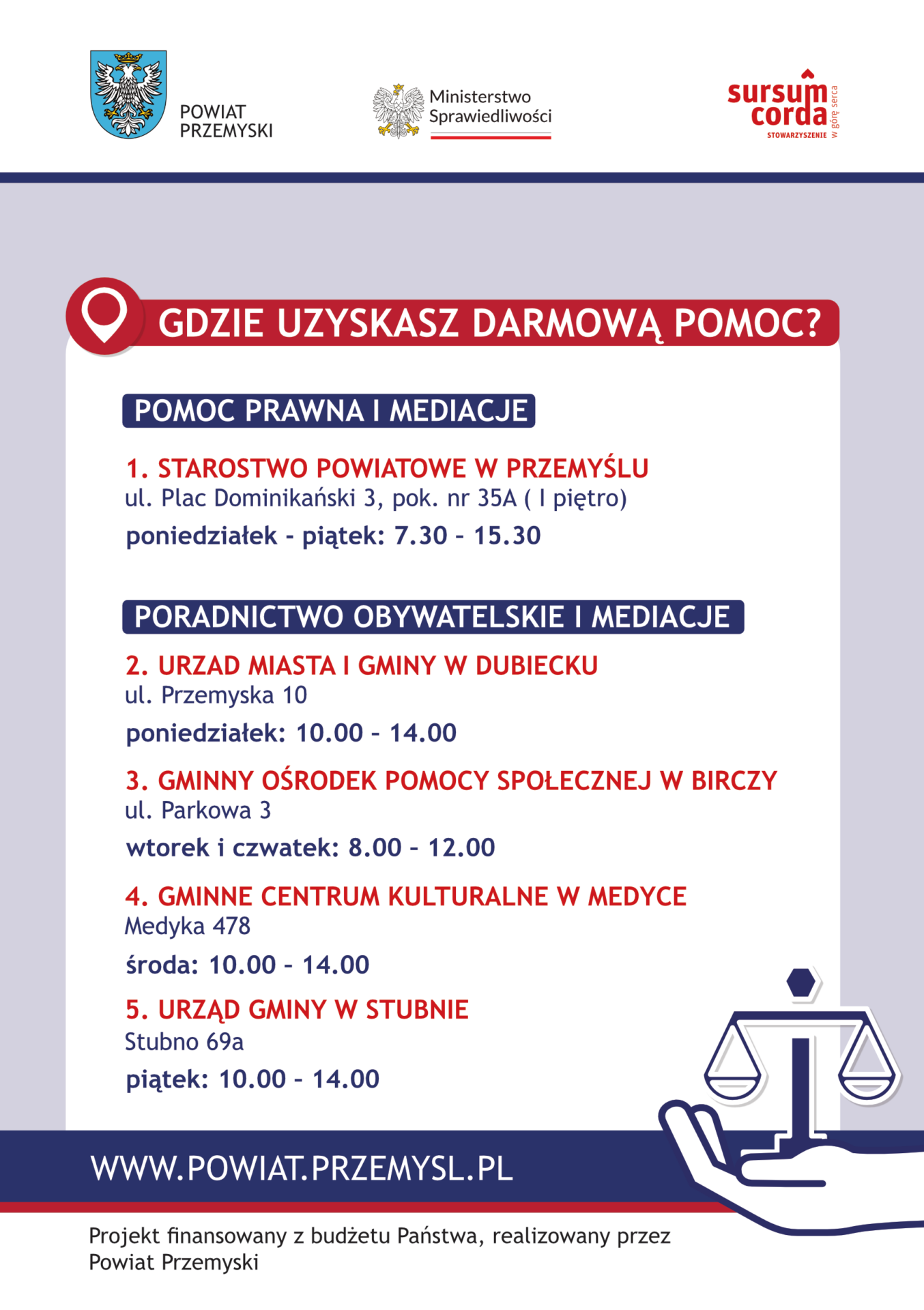 ULOTKA – nieodpłatna pomoc prawna w Powiecie Przemyskim