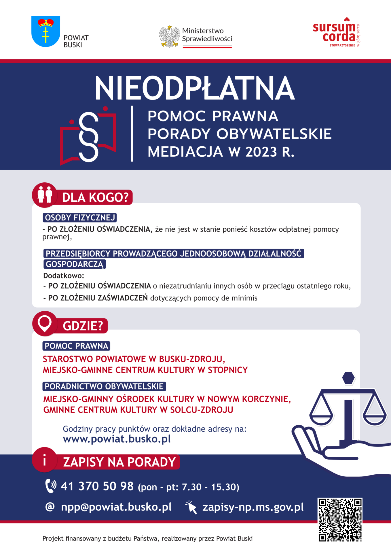 PLAKAT – nieodpłatna pomoc prawna w powiecie buskim