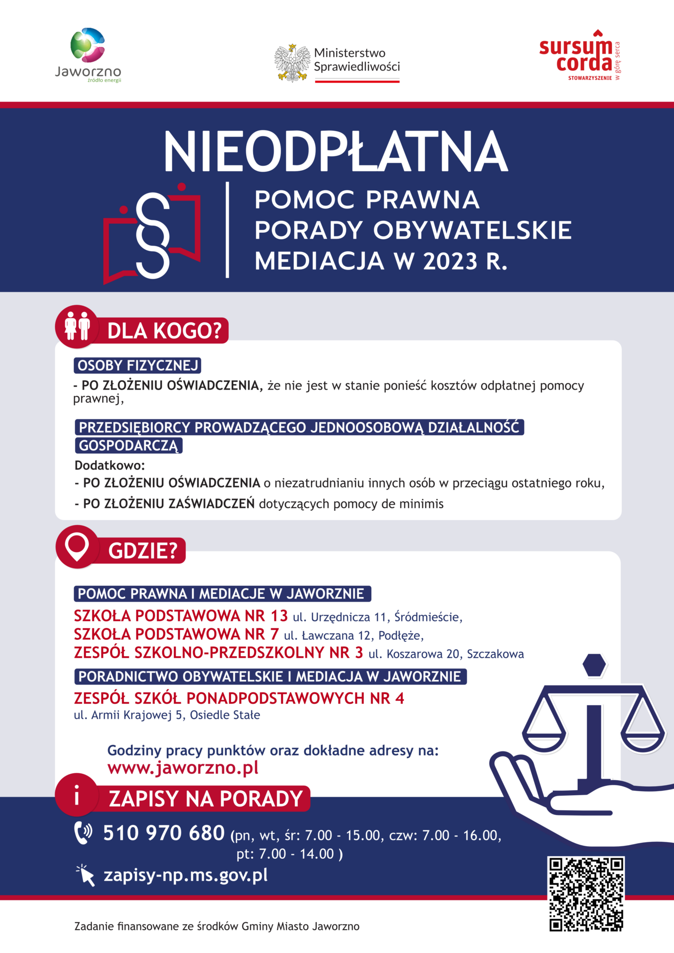 PLAKAT – nieodpłatna pomoc prawna w Jaworznie