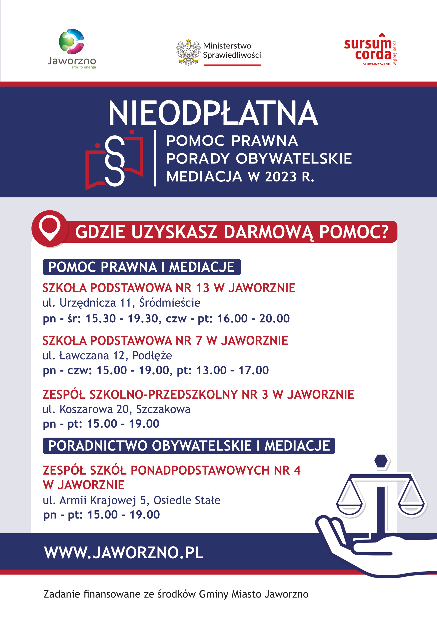 ULOTKA – nieodpłatna pomoc prawna w Jaworznie