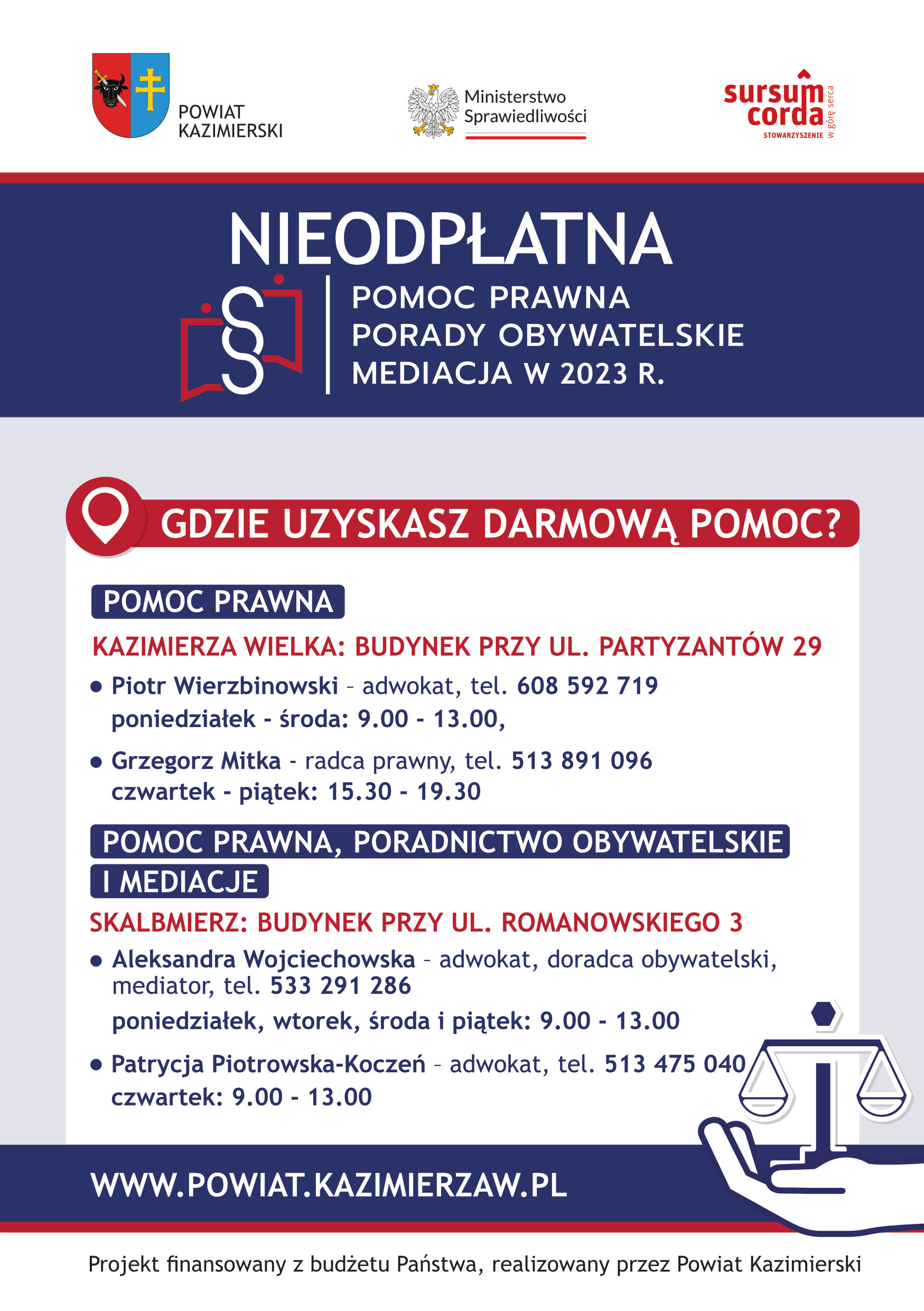 ULOTKA – nieodpłatna pomoc prawna w powiecie kazimierskim