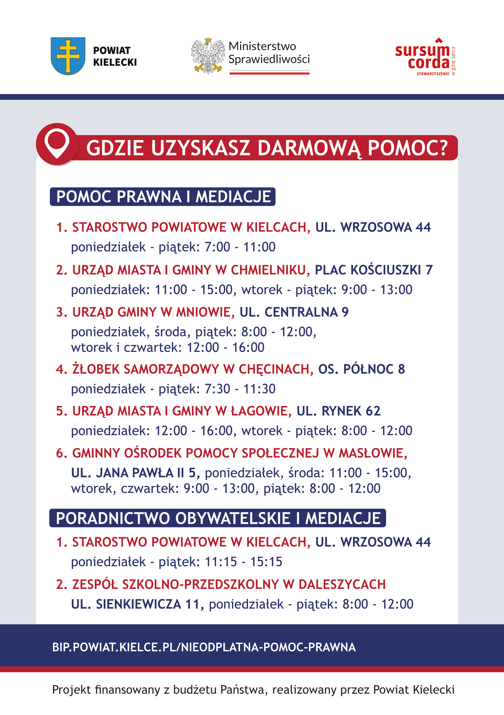 ULOTKA - nieodpłatna pomoc prawna w powiecie kieleckim