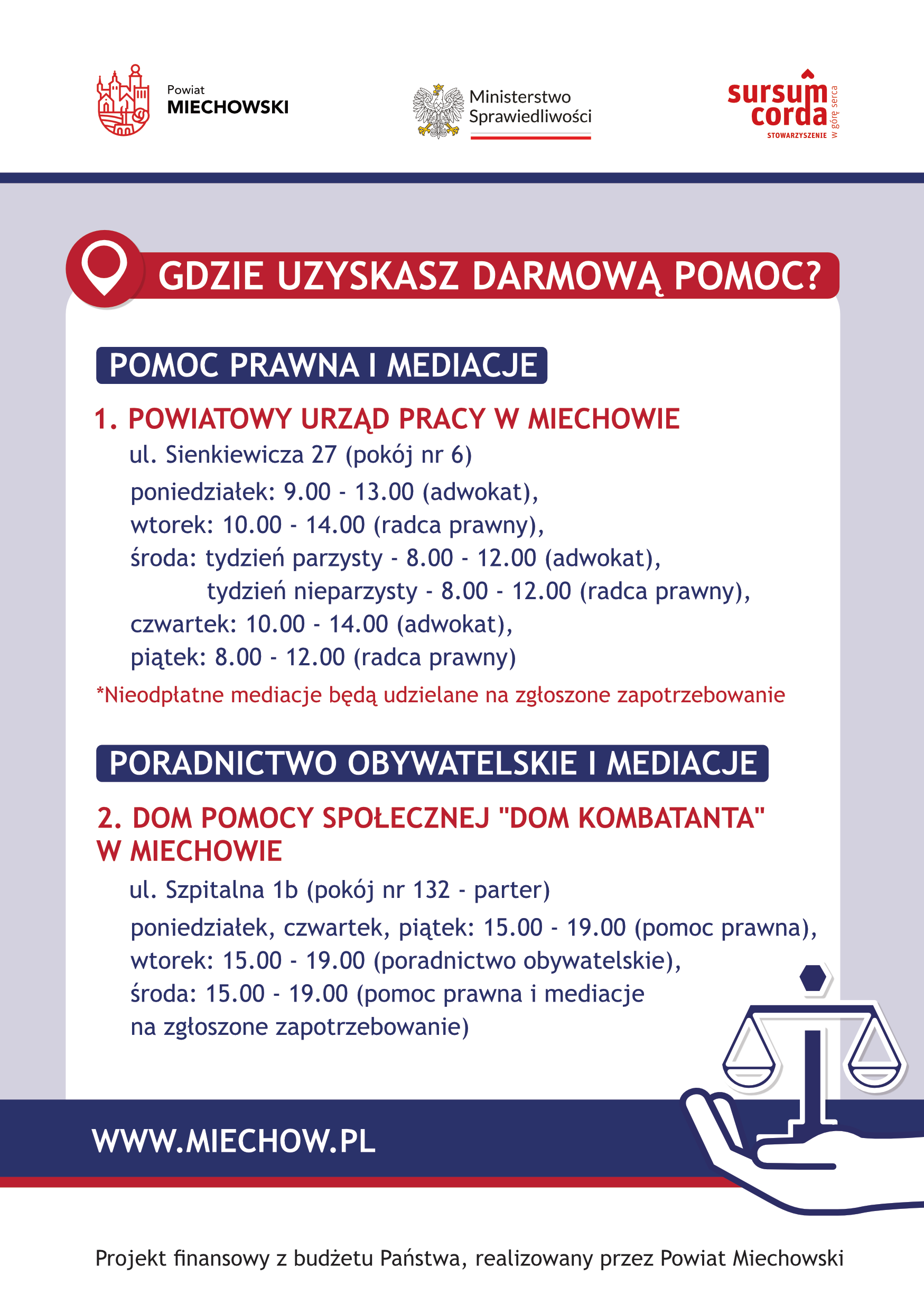 ULOTKA – nieodpłatna pomoc prawna w powiecie miechowskim