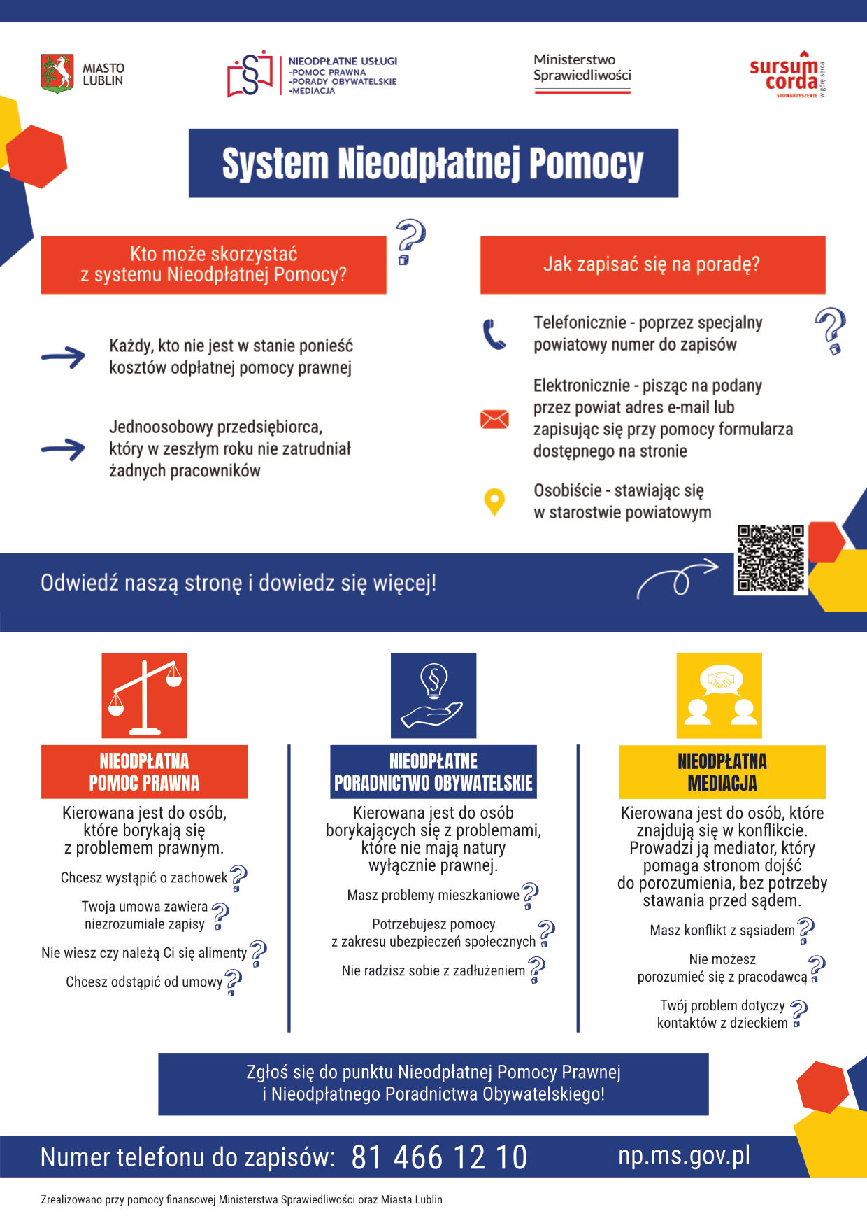 Ulotka dwustronna systemu Nieodpłatnej Pomocy ze spadami